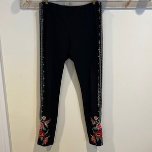 JW Los Angeles black embroidered leggings